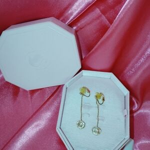 Swarovski Gold Drop Earrings with Clear Crystal Dangles